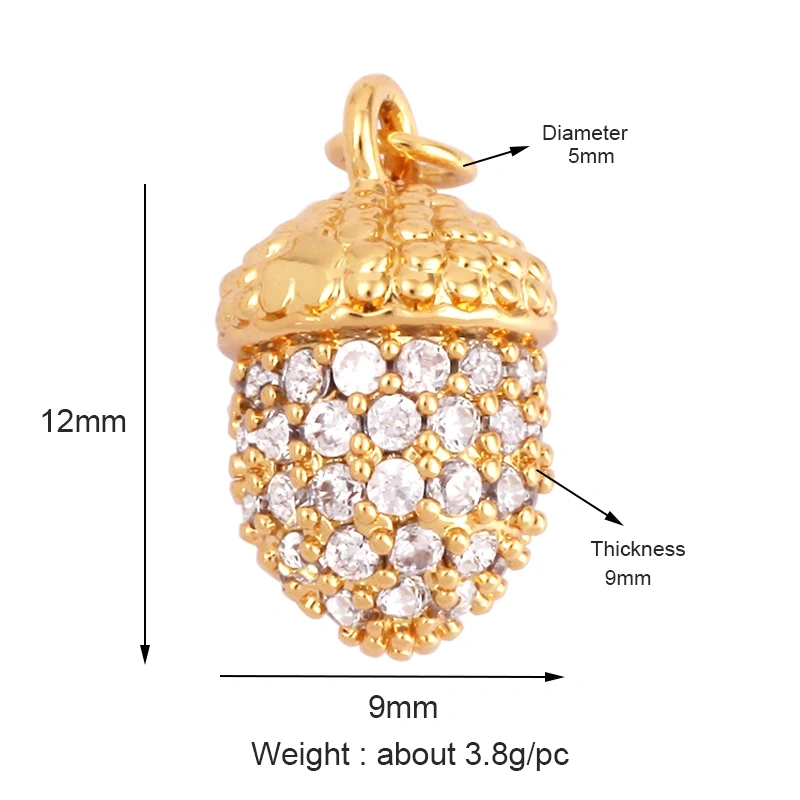 Lion Head Squirrel Pine Cone Evil Eye Cubic Zirconia CZ Paved Charm Pendant,18K Real Gold Plated Colour,Craft Jewelry Supply L87