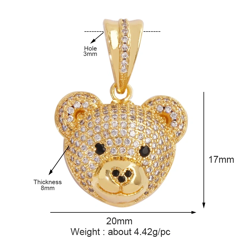 Leopard Lion Bear Crocodile Cow Head Charm Pendant,18K Gold Animal Necklace Bracelet for Handmade Jewelry Accessories Supply M62