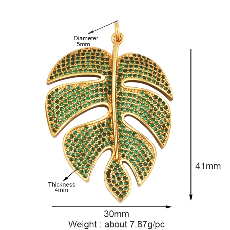 Unique Rose Flower Maple Leaf Big Tree Plant Charm Pendant,18k Gold Zircon Jewelry Findings Necklace Accessories Supplies S31