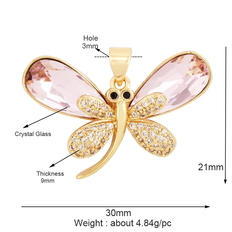 Butterfly Dragonfly Spider Bird Transparent Crystal Glass Charm Pendant,Insect Animal Jewelry Craft Necklace Making Supplies M46