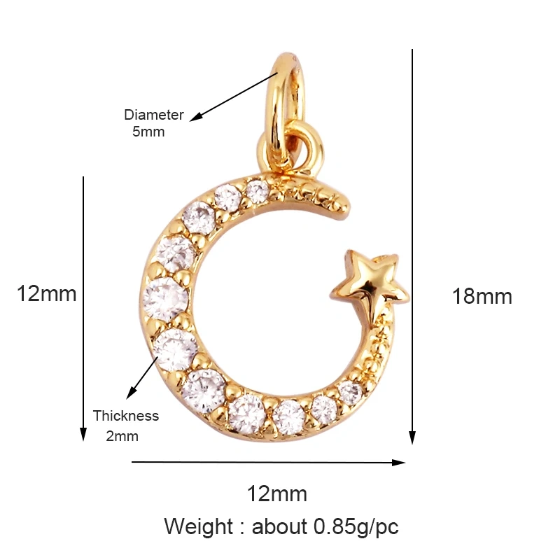 Dandelion Earth Star Heart Hand Cubic Zirconia CZ Paved Charm, 18K Real Gold Plated Colour , Craft Jewelry Supplies L87