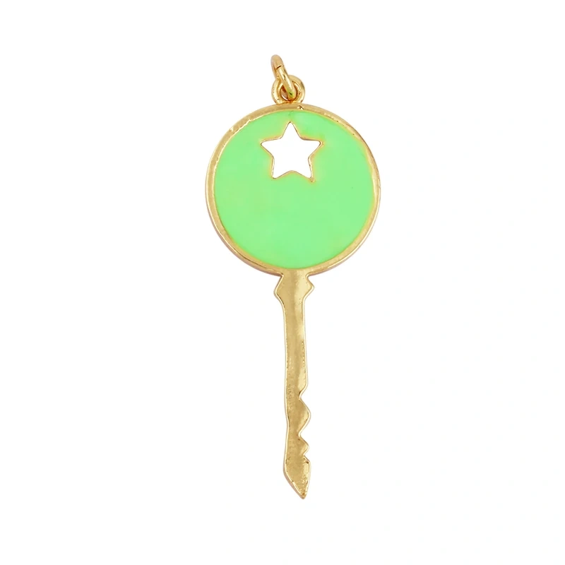 Love Heart Pearl Zircon 18K Gold Plated Colorful Lock Charm Pendant,Necklace Bracelet Handmaking DIY Jewelry Findings Supply M65