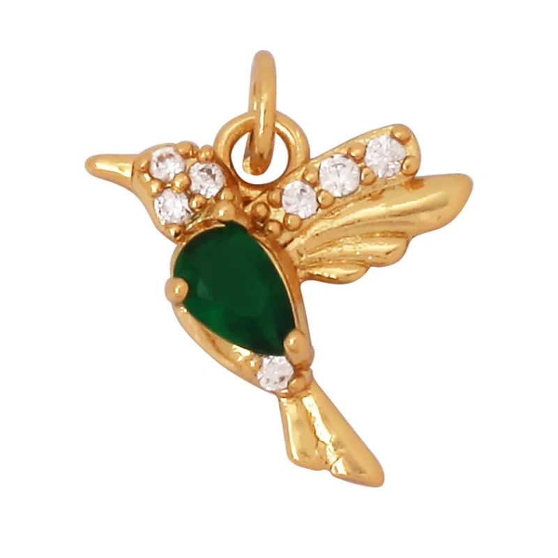 Dainty Butterfly Dragonfly Bird Bee Charm Pendant,Trendy Oil Dropped 18K Gold Inlaid Zircon Animal Jewelry Necklace Supplies L35