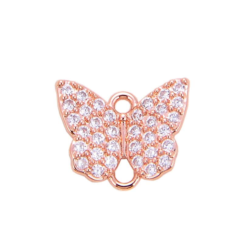Dainty Butterfly Dragonfly Insect Charm Pendant,Cute Fashion 18K Gold Inlaid Zircon Animal Craft Jewelry Necklace Supplies L35