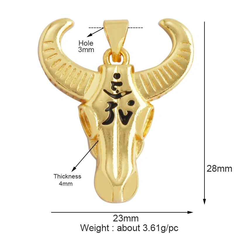 Leopard Lion Bear Crocodile Cow Head Charm Pendant,18K Gold Animal Necklace Bracelet for Handmade Jewelry Accessories Supply M62