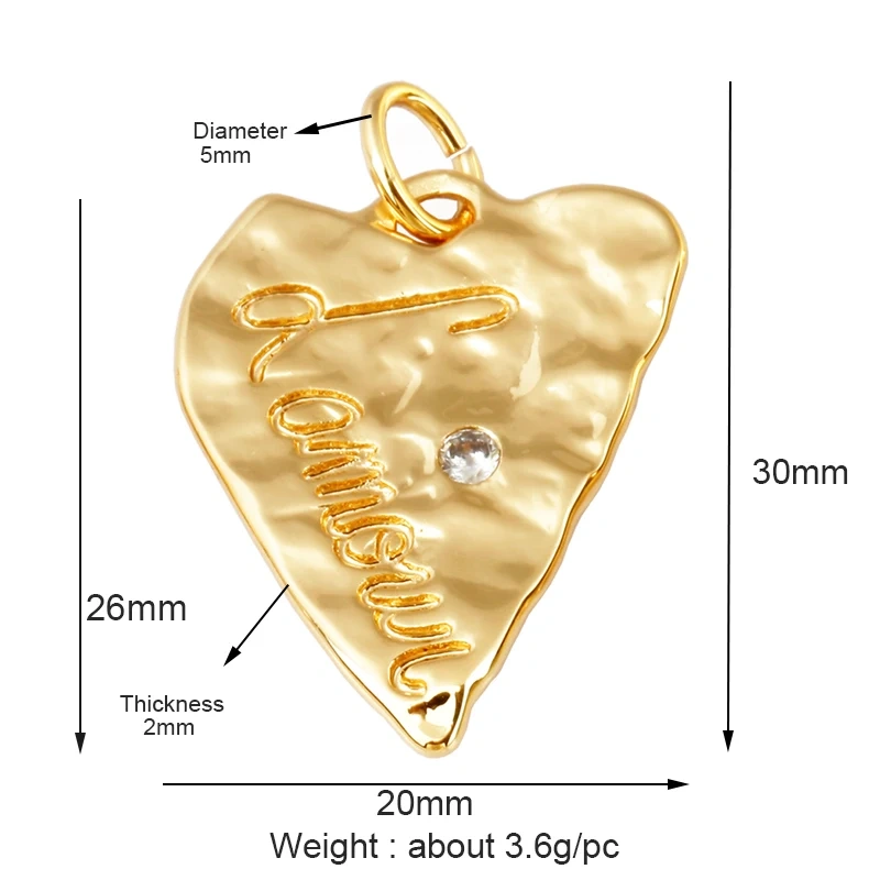 Hand Made Hammer Style North Star Triangular Heart Charm Pendant, Real Gold Colour Plated ,Jewelry Supplies,Craft Supplies L13