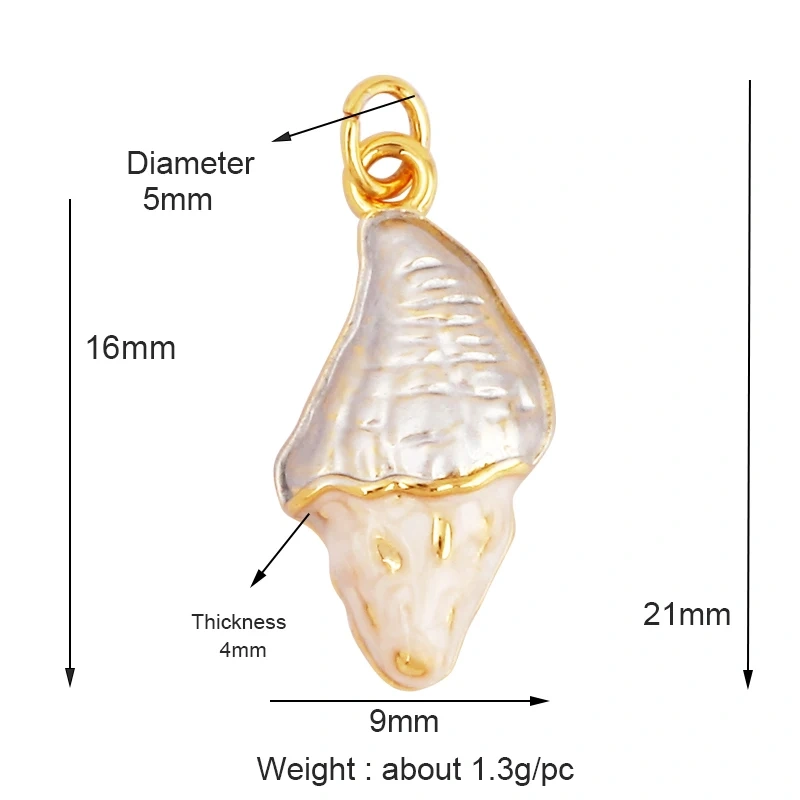 Blue Ocean Shell Jellyfish Conch Dolphin Sea Horse Fish Bone Shrimp Charm Pendant,Gold Plated Zircon Jewelry Findings Supply M67