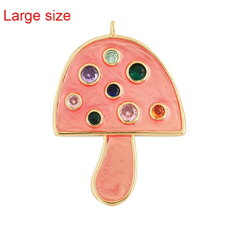 Trendy Rainbow Sun Happy Face Round Lemon Mushroom Charm Pendant,18K Gold Plated Zircon Necklace Bracelet Handmade Jewelry L24