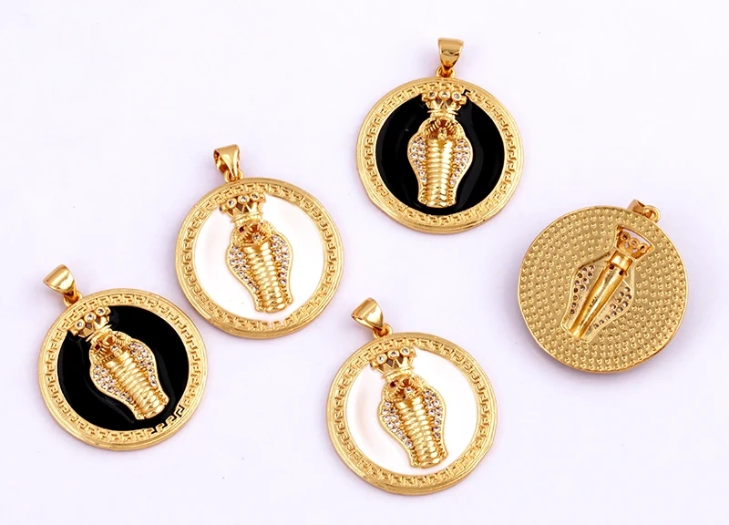 Unique Fine Tortoise Snake Owl Lion Disc Animal Charm Pendant,Cute 18K Gold Necklace Bracelet for Handmade Jewelry Supplies L21