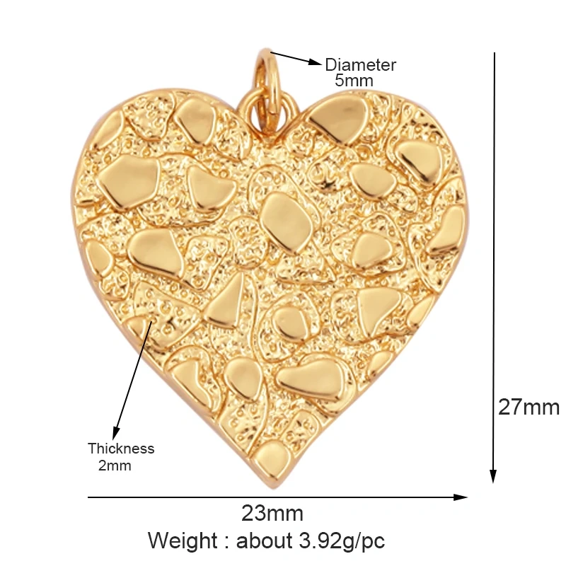 Classics Love Heart Cubic Zirconia Charm Pendant,Fashion Heart Shape Hollow 18K Gold Plated Colourful Craft Jewelry Supply L38