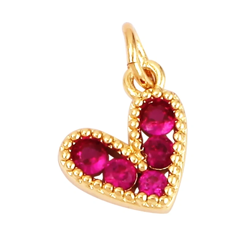 Colour Rainbow CZ Heart Wing Charm Pendant,Cubic Zirconia Paved Pink Blue,18K Real Gold Plated Colour,Craft jewelry Supplies L38