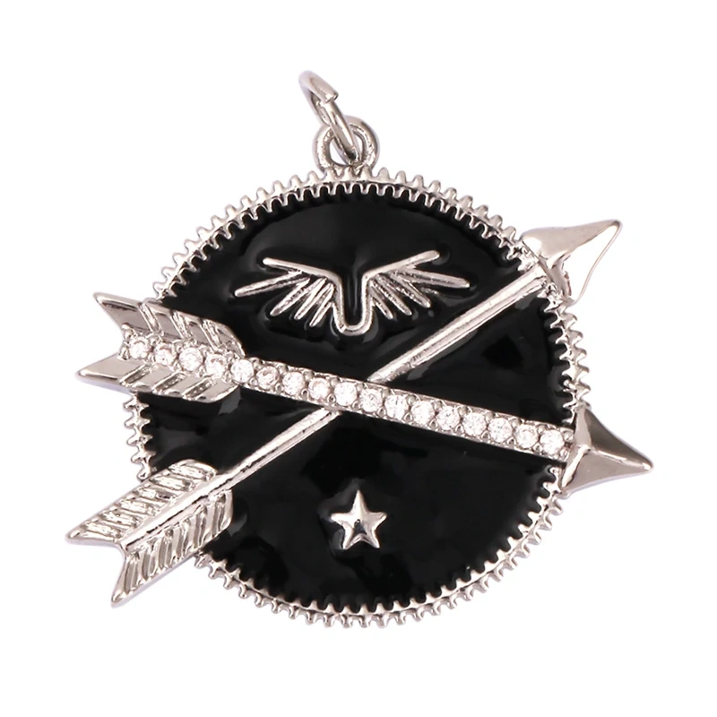 Light Luxury Retro Cupid Arrow Sun Moon Charm Pendant,Trendy Inlaid Cubic Zirconia Jewelry Necklace Bracelet Making Supplies L21