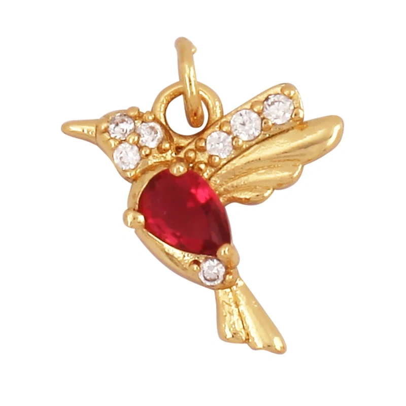 Dainty Butterfly Dragonfly Bird Bee Charm Pendant,Trendy Oil Dropped 18K Gold Inlaid Zircon Animal Jewelry Necklace Supplies L35