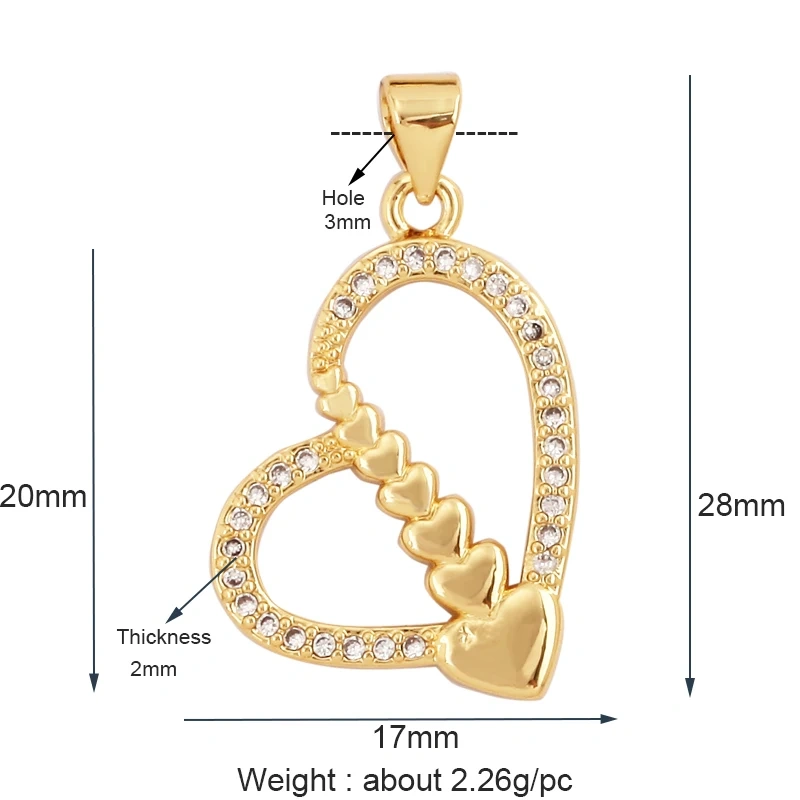 New Sun Flowers Creative Spades Cubic Zirconia Charm Pendant,Fashion 18K Gold Plated Love Heart Necklace Jewelry Supplies L16