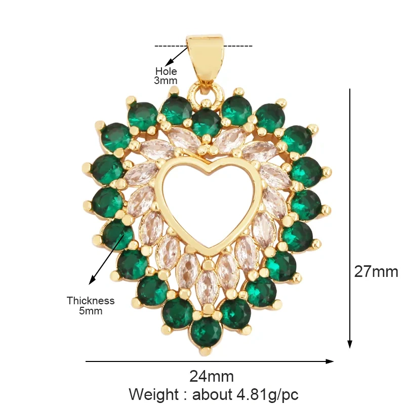 Dandelion Earth Star Heart Hand Cubic Zirconia CZ Paved Charm, 18K Real Gold Plated Colour , Craft Jewelry Supplies L87