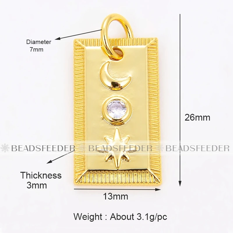 Beadsfeeder Coin Round Moon Sun Star Mini Charm Pendant, Real Gold Colour Plated , Jewelry Supplies L13