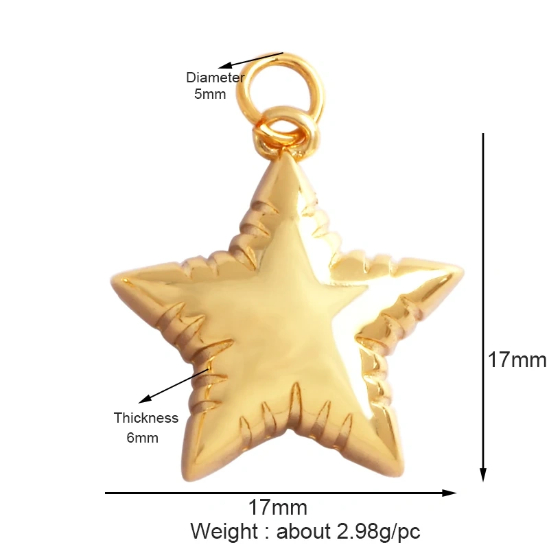 Classics Love Heart Star Zircon Focal Charm Pendant,Creative Shell Pearl 18K Gold Plated Jewelry  Accessories Supplies M41