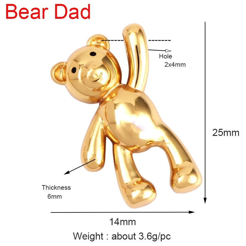 Cute Bear Charm Pendant in Gold Colour , Pearl Cubic Zironia CZ Paved , Jewelry Necklace Bracelet Making Wholesale Supplies M85 K12