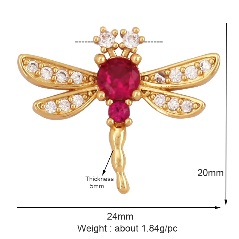 Dainty Butterfly Dragonfly Bird Bee Charm Pendant,Trendy Oil Dropped 18K Gold Inlaid Zircon Animal Jewelry Necklace Supplies L35