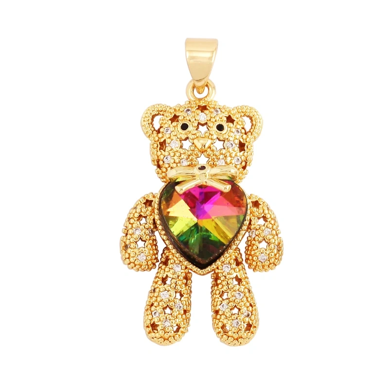 Bear Mouse Elephant Owl Clover Cherry Transparent Crystal Glass Charm Pendant, Animal Jewelry Craft Necklace Making Supplies M45