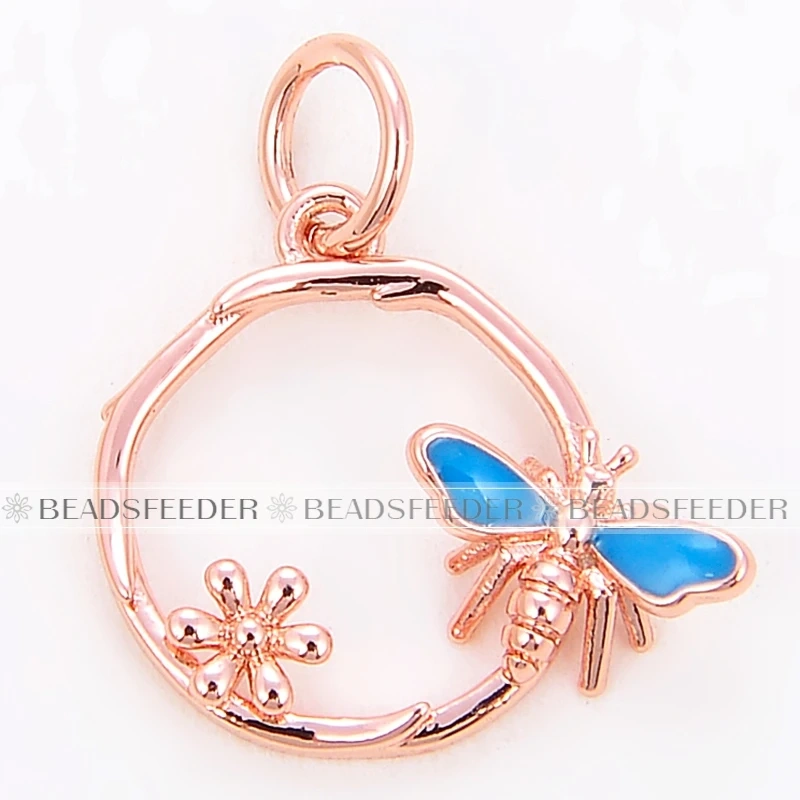 Beadsfeeder mini leaf leaves garland flower charm pendant, real gold colour plated , craft jewelry supplies