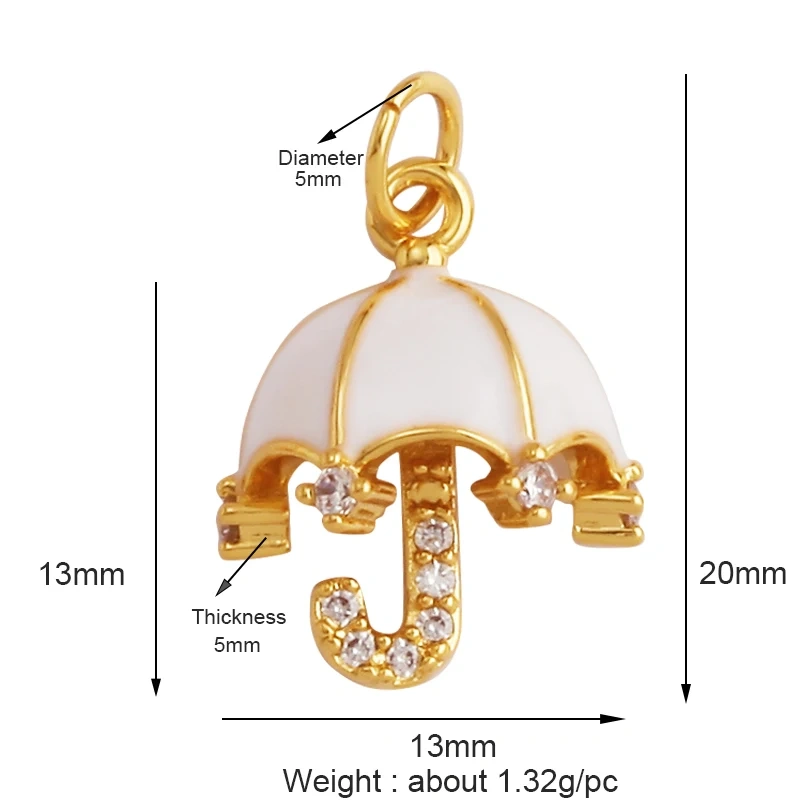Trendy Umbrella Lipstick Handbag Charm Pendant,18K Gold Plated Cubic Zirconia Necklace Jewelry Findings Accessories Supplies M67