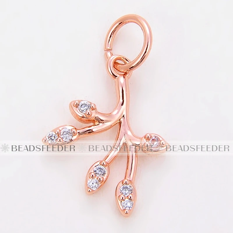 Beadsfeeder mini leaf leaves garland flower charm pendant, real gold colour plated , craft jewelry supplies