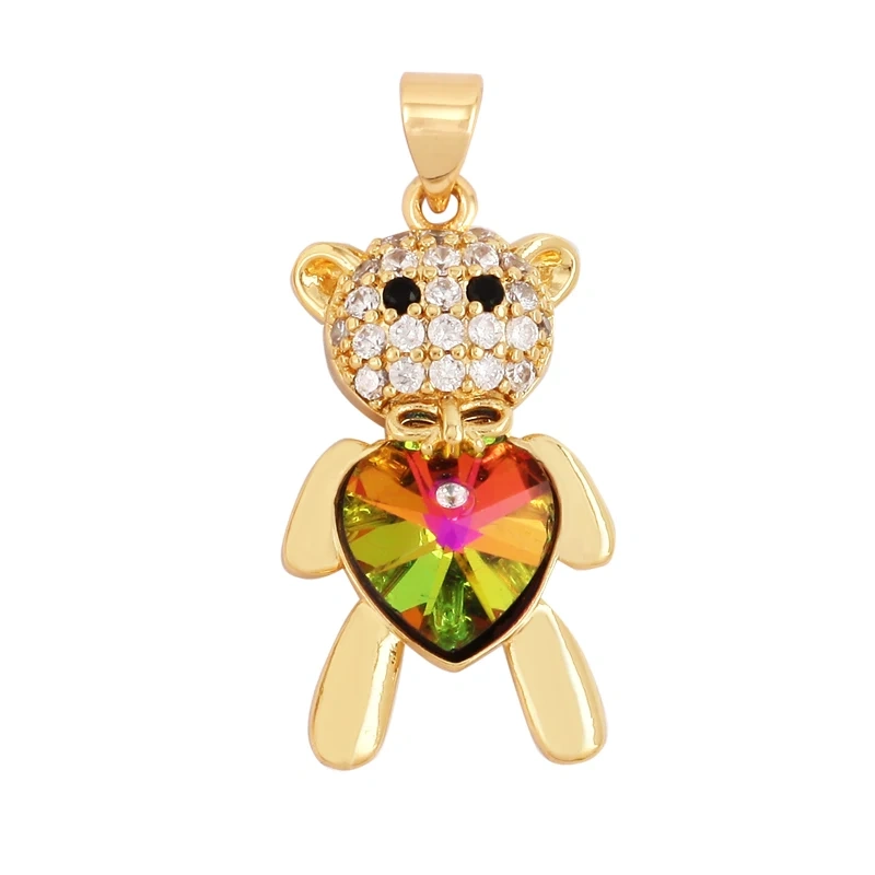 Bear Mouse Elephant Owl Clover Cherry Transparent Crystal Glass Charm Pendant, Animal Jewelry Craft Necklace Making Supplies M45