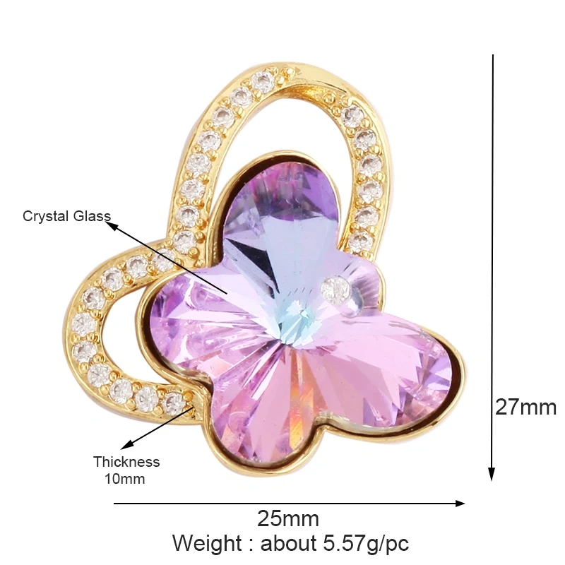 Butterfly Dragonfly Spider Bird Transparent Crystal Glass Charm Pendant,Insect Animal Jewelry Craft Necklace Making Supplies M46