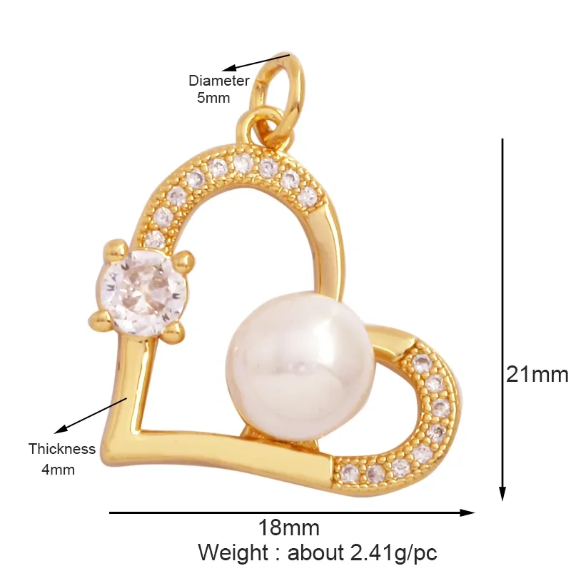 Classics Love Heart Star Zircon Focal Charm Pendant,Creative Shell Pearl 18K Gold Plated Jewelry  Accessories Supplies M41