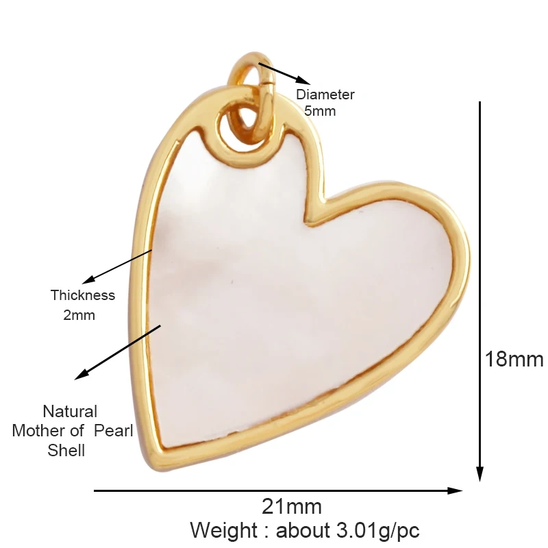 Classics Love Heart Star Zircon Focal Charm Pendant,Creative Shell Pearl 18K Gold Plated Jewelry  Accessories Supplies M41