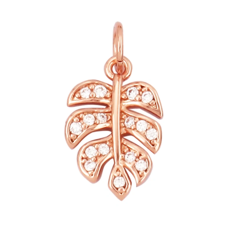Sweet Rainbow Sun Rose Flower Maple Leaf Coconut Life Tree Charm Pendant,18k Gold Zircon Jewelry Findings Necklace Supplies M68