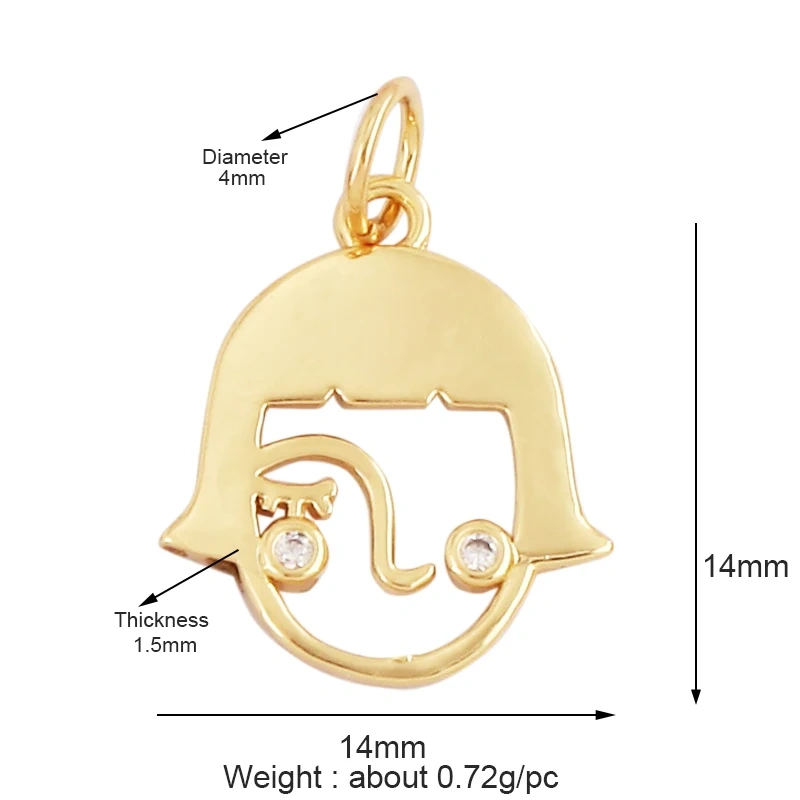 Trendy Love Heart Boy Girl Mama Cubic Zirconia Charm Pendant,18K Gold Necklace Bracelet for DIY Handmade Jewelry Supplies M61