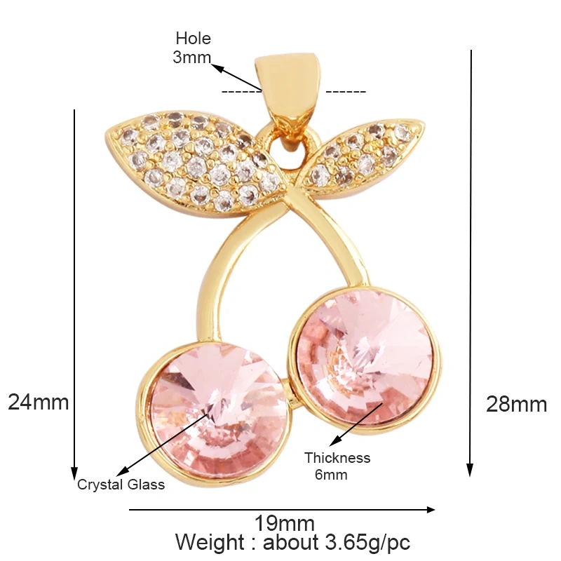 Bear Mouse Elephant Owl Clover Cherry Transparent Crystal Glass Charm Pendant, Animal Jewelry Craft Necklace Making Supplies M45