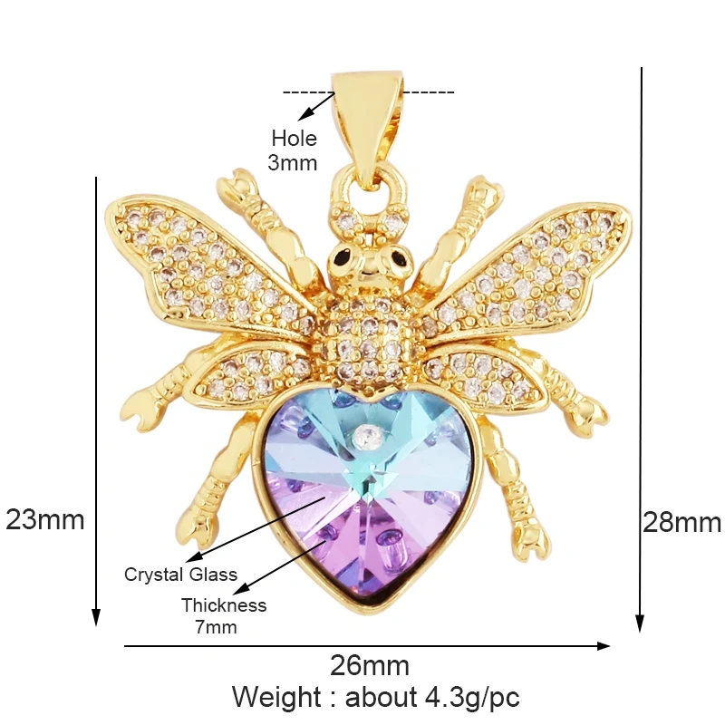 Butterfly Dragonfly Spider Bird Transparent Crystal Glass Charm Pendant,Insect Animal Jewelry Craft Necklace Making Supplies M46