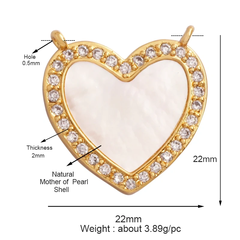 Classics Love Heart Star Zircon Focal Charm Pendant,Creative Shell Pearl 18K Gold Plated Jewelry  Accessories Supplies M41