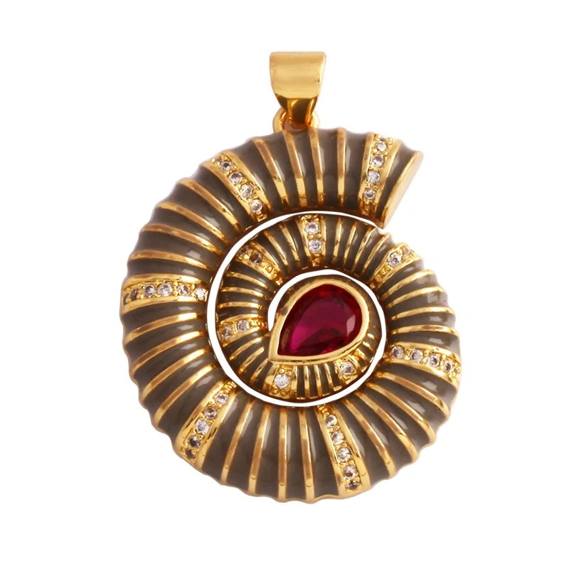 Marine Sea Nautilus Turtle Starfish Octopus Conch Crab Shell Snake Charm Pendant,Gold Plated Zircon Jewelry Findings Supply M67