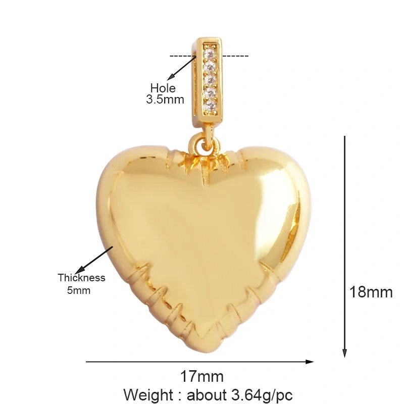 Classics Love Heart Star Zircon Focal Charm Pendant,Creative Shell Pearl 18K Gold Plated Jewelry  Accessories Supplies M41