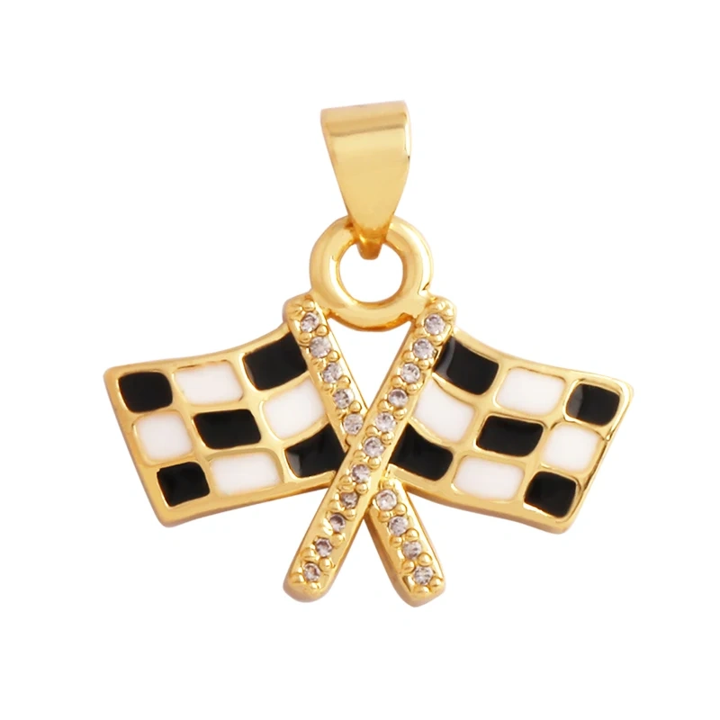 Trendy Umbrella Lipstick Handbag Charm Pendant,18K Gold Plated Cubic Zirconia Necklace Jewelry Findings Accessories Supplies M67