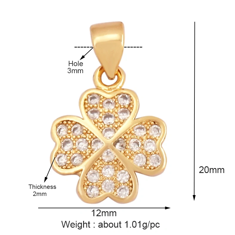 Sweet Rainbow Sun Rose Flower Maple Leaf Coconut Life Tree Charm Pendant,18k Gold Zircon Jewelry Findings Necklace Supplies M68