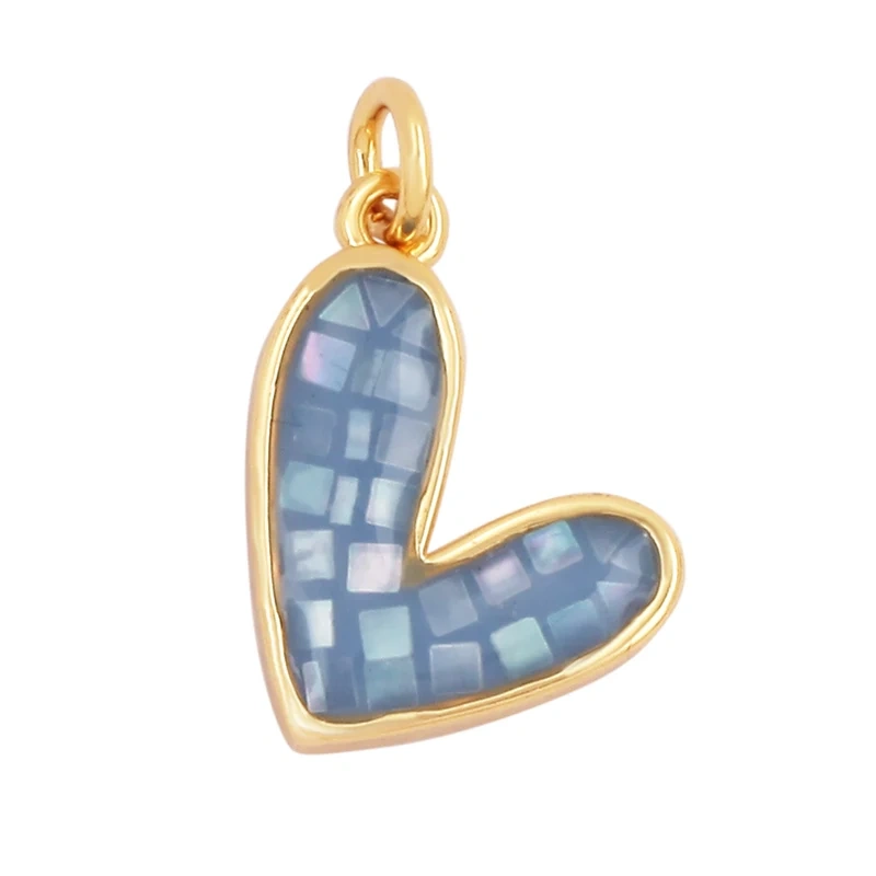 Fashion Heart Butterfly 18K Gold Plated Inlaid Shell Chips Charm Pendant,Jewelry Necklace Accessories Hand Making Supplies L49