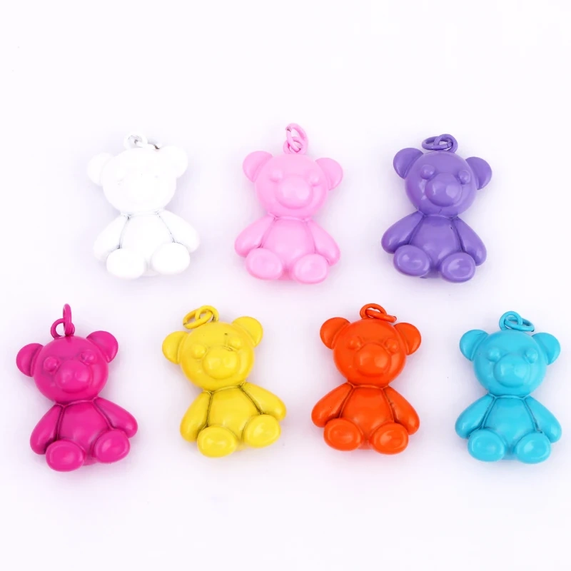 Enamel Bear Animal Charm Pendant  for Necklace Bracelet,Colourful Handy Craft Summer Beach Jewelry Components Supplies M85