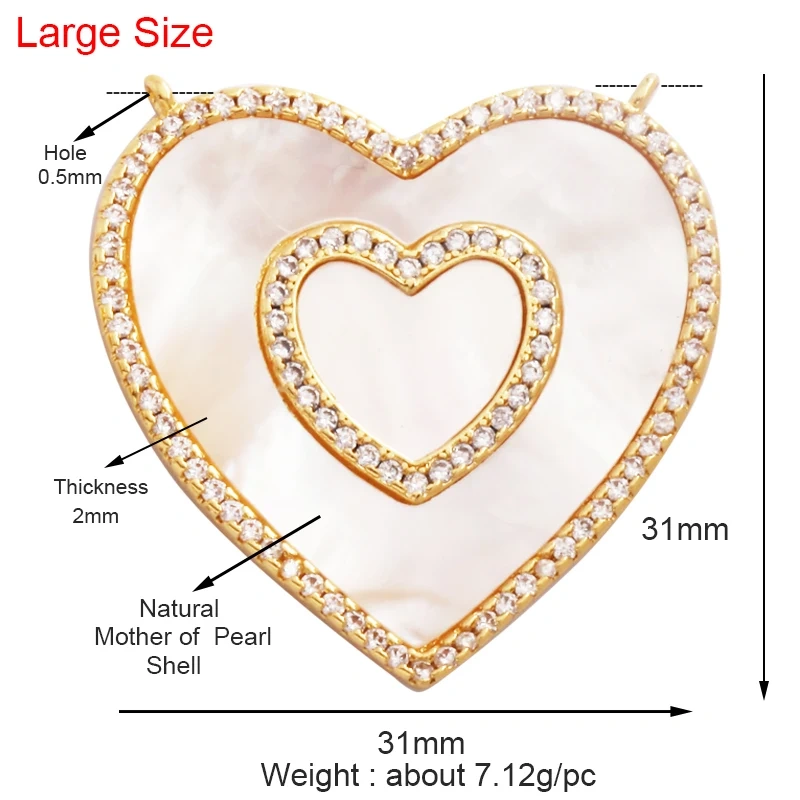 Classics Love Heart Star Zircon Focal Charm Pendant,Creative Shell Pearl 18K Gold Plated Jewelry  Accessories Supplies M41