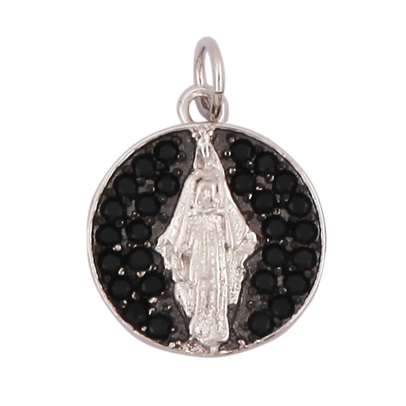 Holy Jesus Virgin Mary Charm Geometry Pendant,Religious 18K Gold Inlaid Cubic Zirconia Jewelry Necklace Accessories Supplies M51