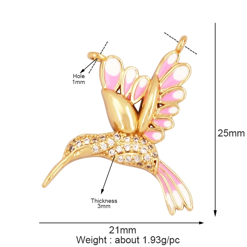 Dainty Butterfly Dragonfly Bird Bee Charm Pendant,Trendy Oil Dropped 18K Gold Inlaid Zircon Animal Jewelry Necklace Supplies L35