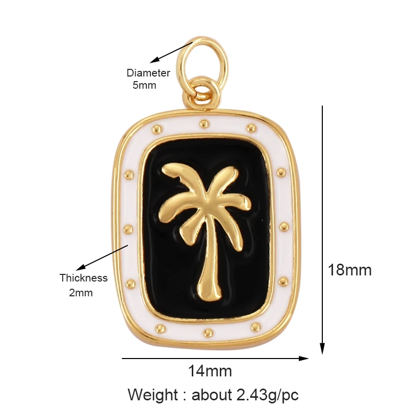 Sweet Rainbow Sun Rose Flower Maple Leaf Coconut Life Tree Charm Pendant,18k Gold Zircon Jewelry Findings Necklace Supplies M68