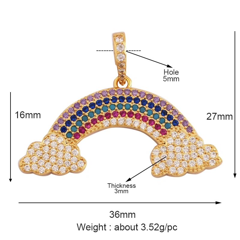 Shining Star Moon Colourful Mushroom Shape Geometry Charm Pendant,18K Gold Plated Zircon Necklace Bracelet Handmade Jewelry L16