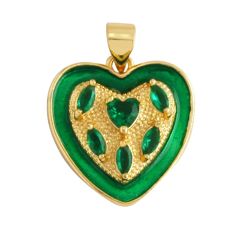 Creative Love Heart Crown Eiffel Tower Zircon Charm Pendant,Geometry 18K Real Gold Plated Jewelry Findings Supplies M64