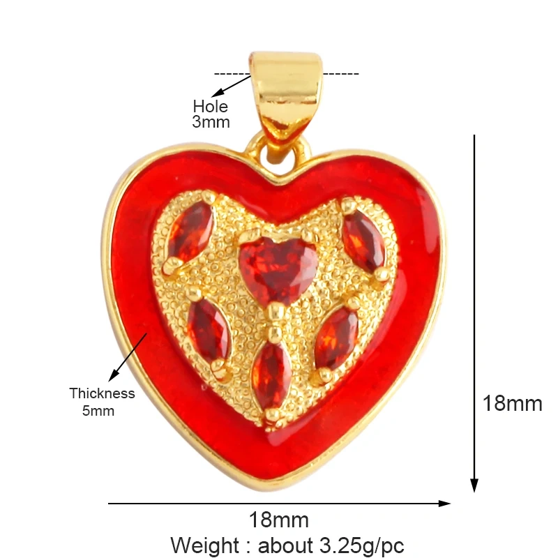 Creative Love Heart Crown Eiffel Tower Zircon Charm Pendant,Geometry 18K Real Gold Plated Jewelry Findings Supplies M64