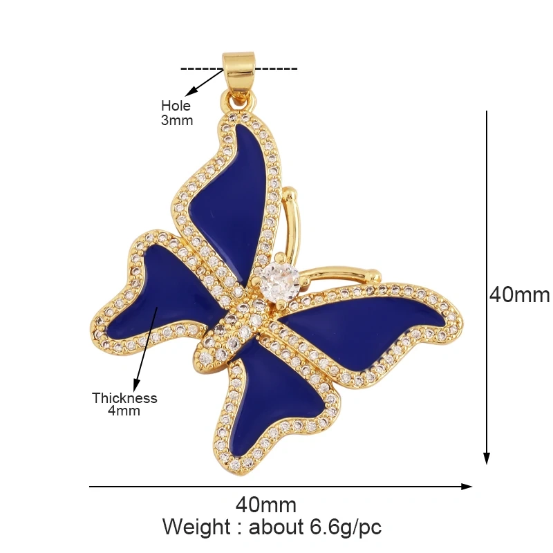 Dainty Butterfly Dragonfly Bird Bee Charm Pendant,Trendy Oil Dropped 18K Gold Inlaid Zircon Animal Jewelry Necklace Supplies L35